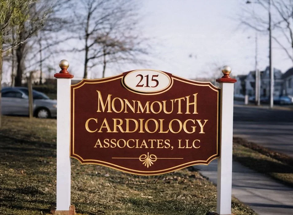 Custom medical office sign for Monmouth Cardiology Associates — designed and crafted by Frenchtown Signs in Frenchtown, NJ