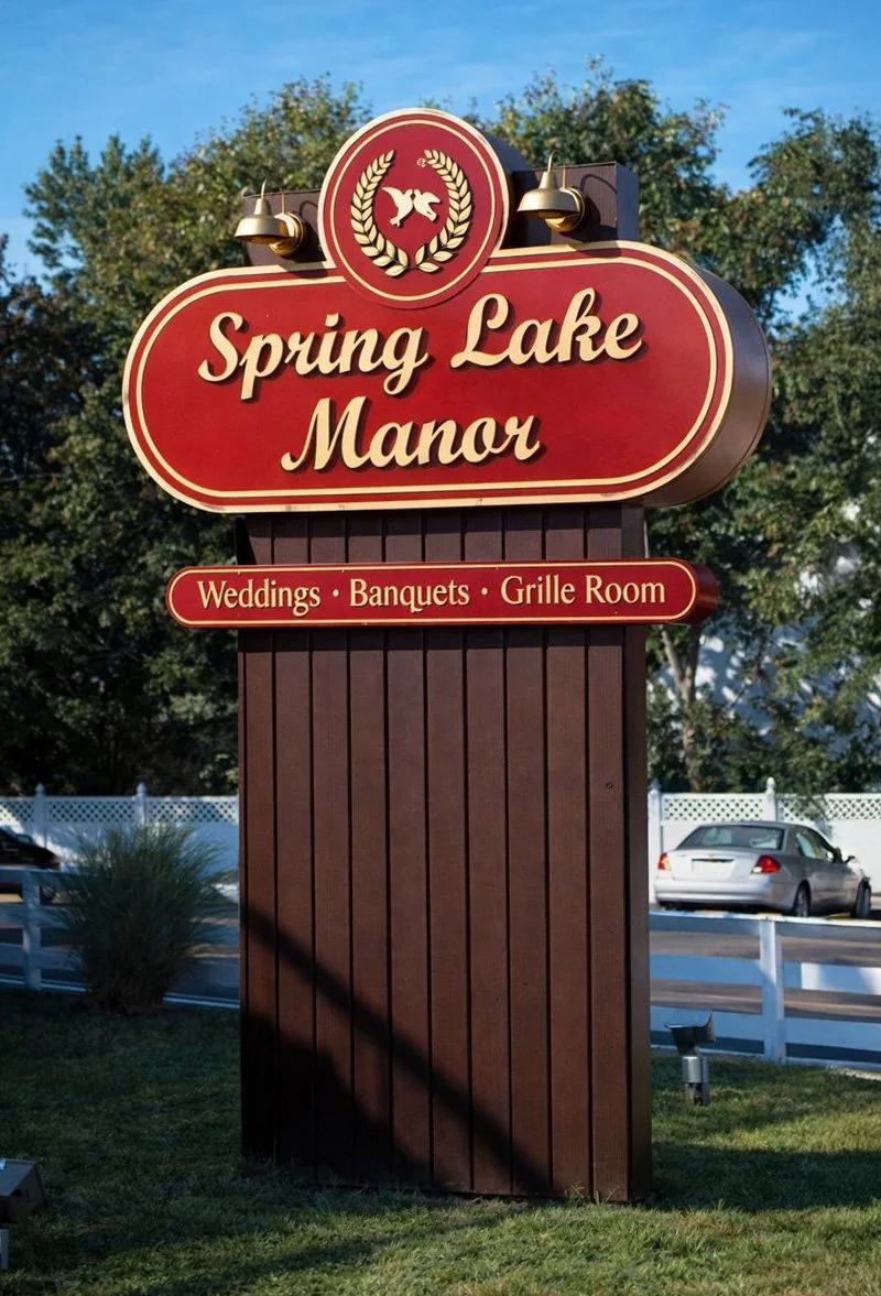 Custom estate entrance sign for Spring Lake Manor — designed and crafted by Frenchtown Signs in Frenchtown, NJ