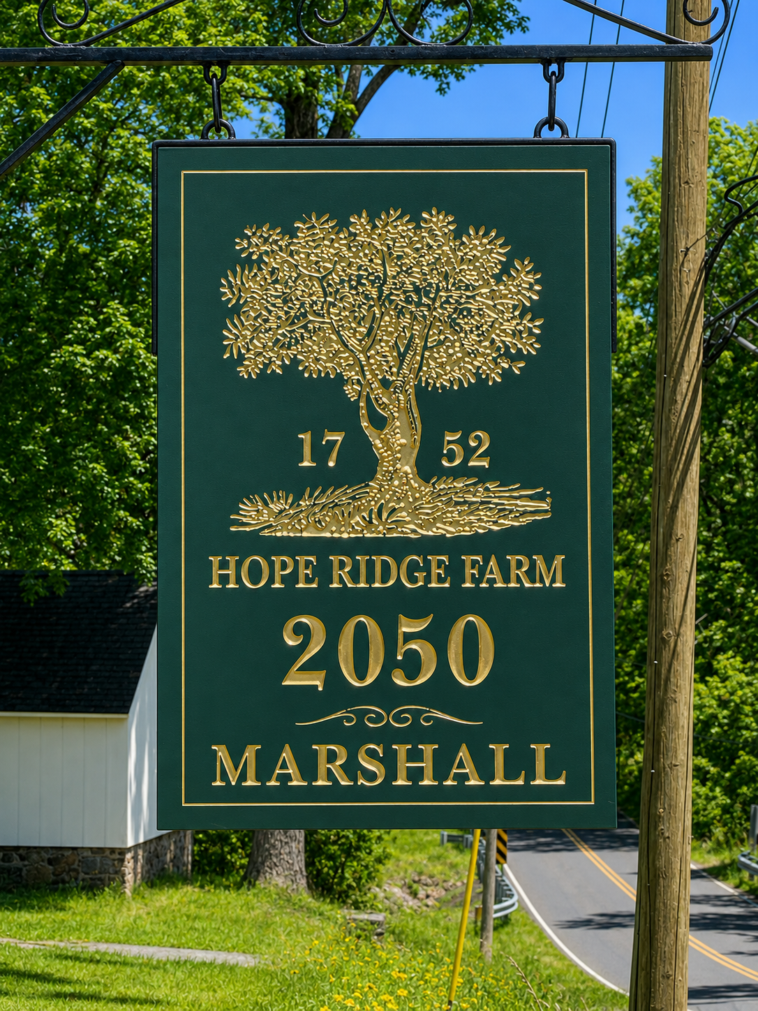 Custom farm entrance sign for Hope Ridge Farm — designed and crafted by Frenchtown Signs in Frenchtown, NJ