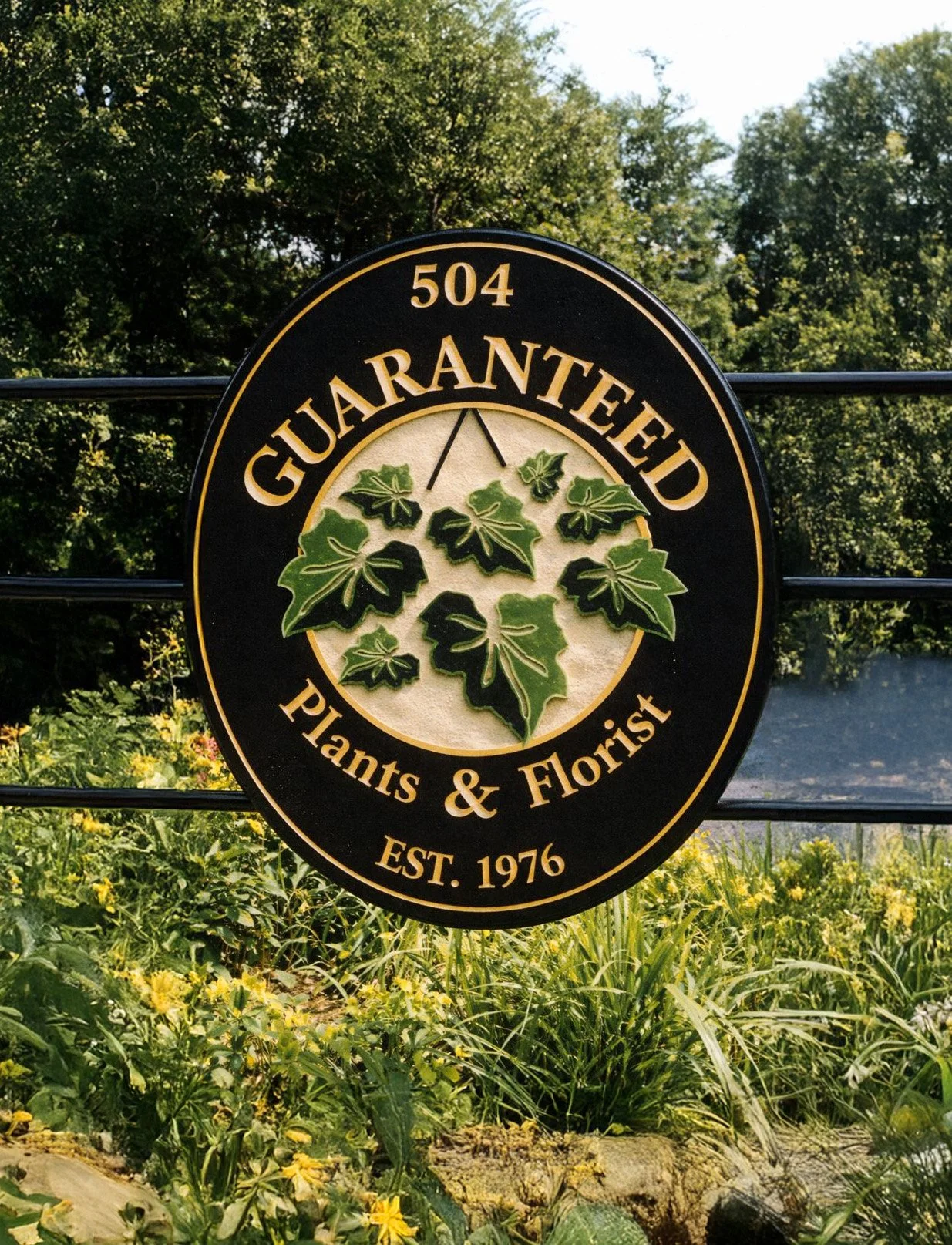 Custom florist storefront sign for Guaranteed Plants & Florist — designed and crafted by Frenchtown Signs in Frenchtown, NJ