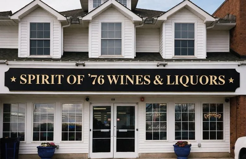 Custom winery exterior sign for Spirit of '76 Wines — designed and crafted by Frenchtown Signs in Frenchtown, NJ