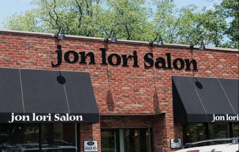 Custom salon storefront sign for Jon Lori Salon — designed and crafted by Frenchtown Signs in Frenchtown, NJ